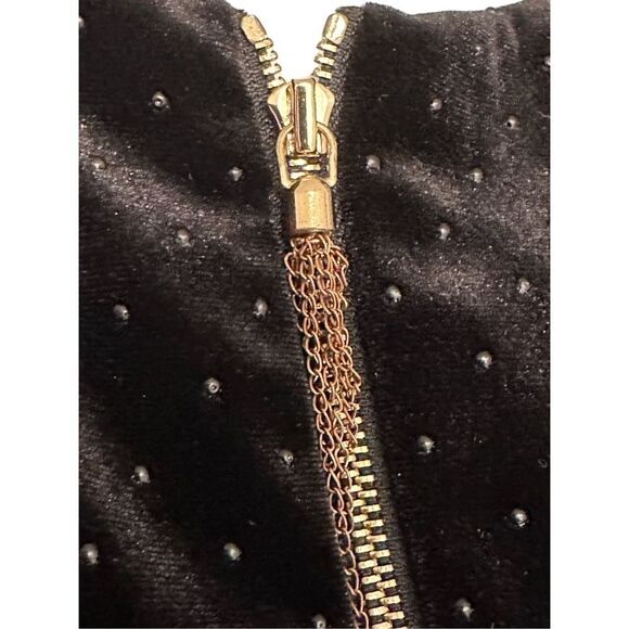 T Tahari Women's Black Lala Velvet Gold Studded Embellished Top Size Small - Picture 2 of 9